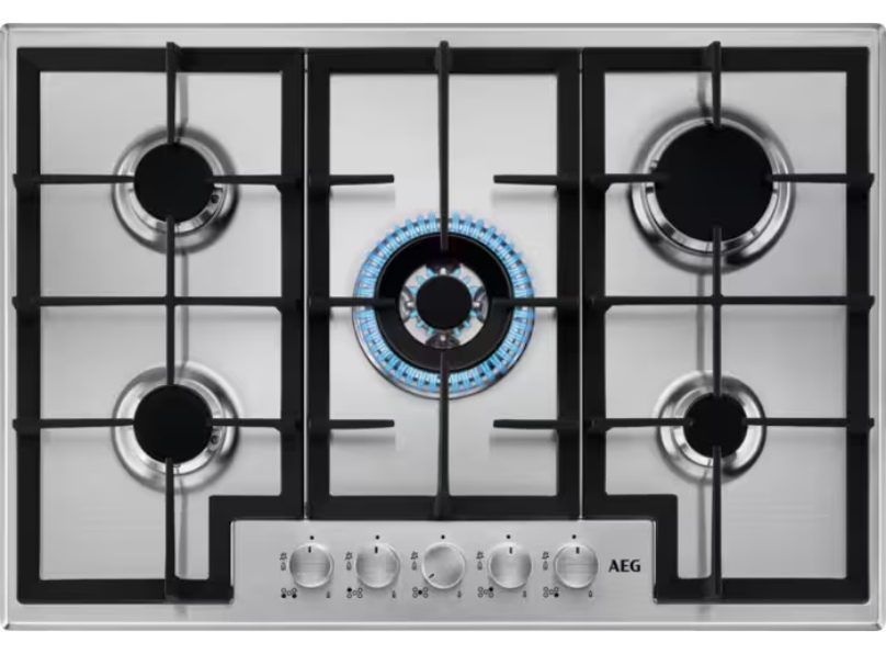 AEG HGB75400SM Slimline 5 Burner 75Cm Gas Hob