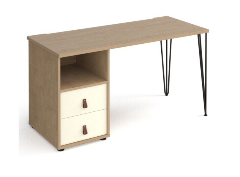 Ashvale Oatford Rectangular Office Desk with Pedestal Drawers