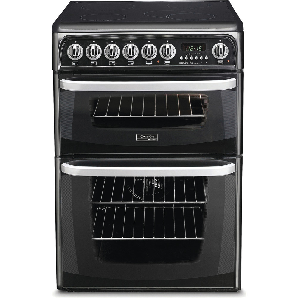 1000008418 Hotpoint CH60EKK 60cm Electric Double Cooker with Ceramic Hob