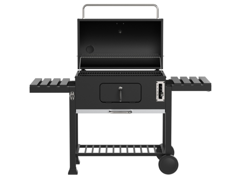 1000057105 Woodland Grill Heavy Duty Charcoal Grill With Foldable Side Shelves, Black - OC01CBQ5032 