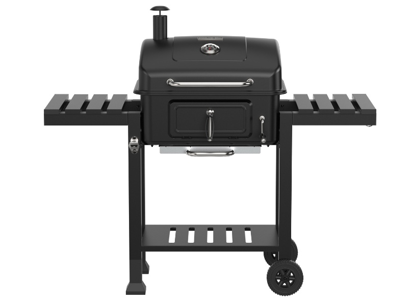 1000057099 Woodland Grill Charcoal Grill with Foldable Side Shelves, Black - OC01CBQ1032 