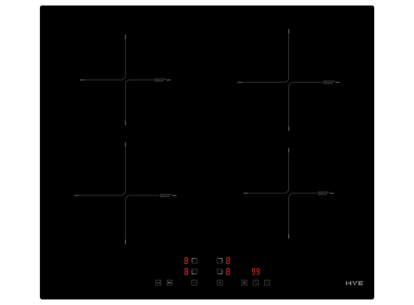 1000053074 HYE 60cm Built-In 4 Zone Electric Induction Hob - Black - C01IH60E28 