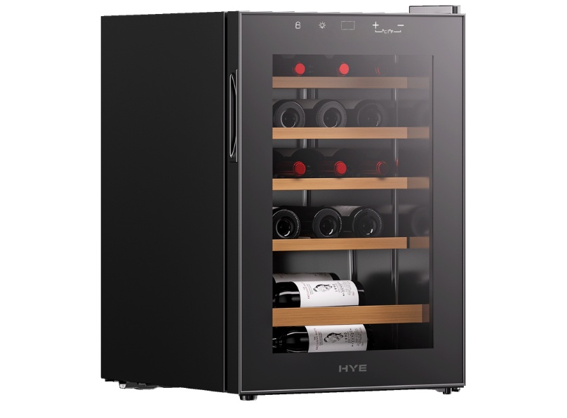 1000054221 HYE 20 Bottle/62L Wooden Shelf Wine Cooler, Black - RF01WC20B31 