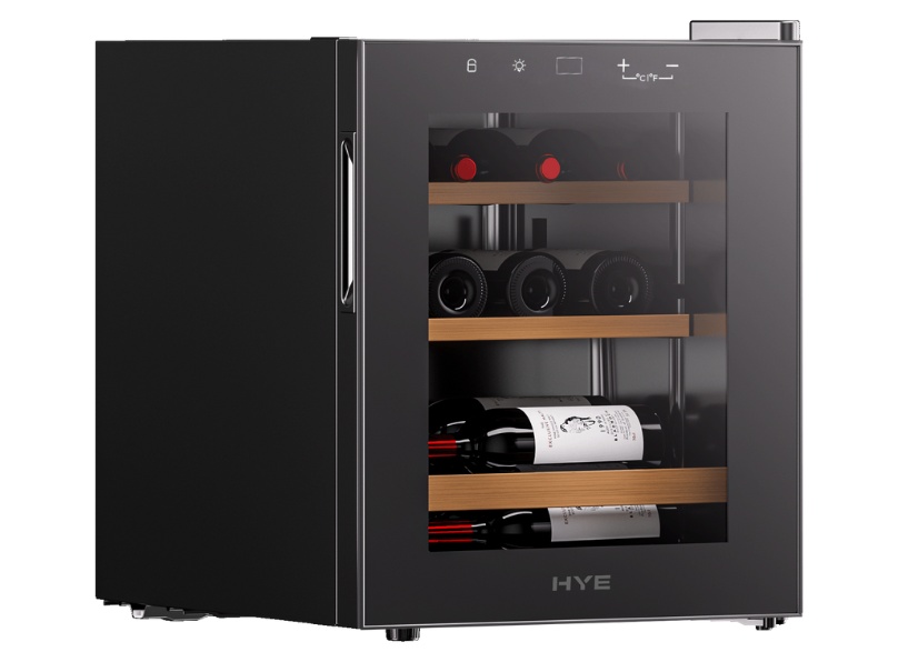 1000054215 HYE 15 Bottle/46L Wooden Shelf Wine Cooler, Black  - RF01WC15B31