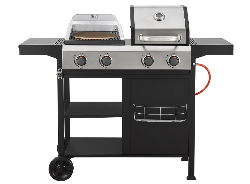4 Burner Gas BBQ With 3 In 1 Modular Pizza Oven & Plancha