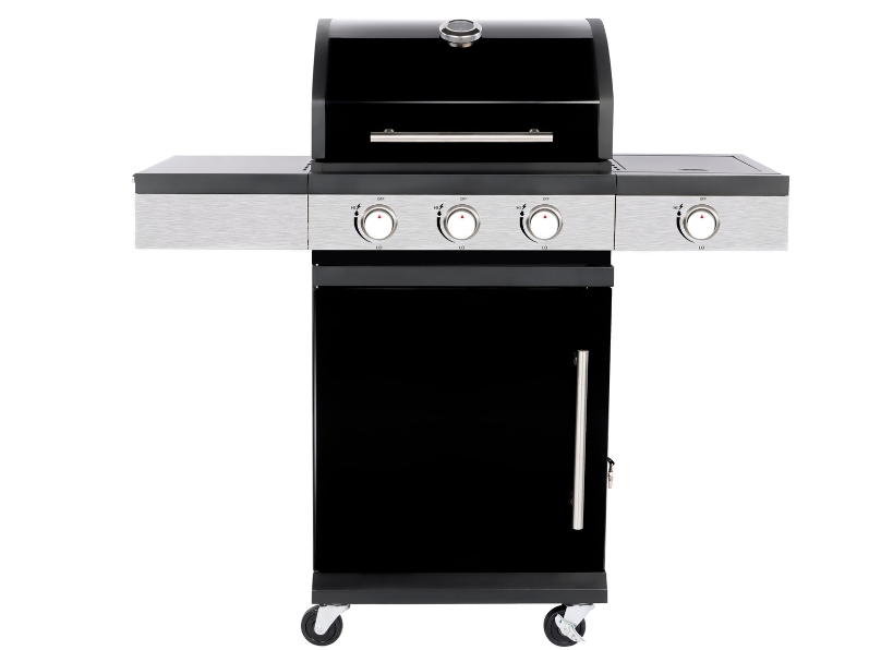3 + 1 Burner Gas BBQ Grill with Built-in Thermometer & Warming Rack