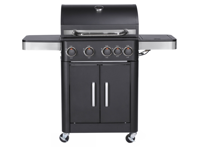 4 + 1 Burner Gas BBQ with Built-in Side Burner & Gas Bottle Storage