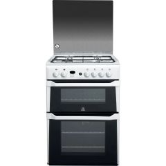 Indesit ID60G2W 60Cm Gas Double Oven With Lid In White